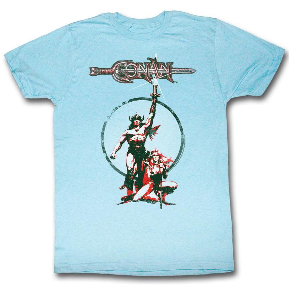 Conan The Barbarian Movie Poster Light Blue Heather Adult T Shirt
